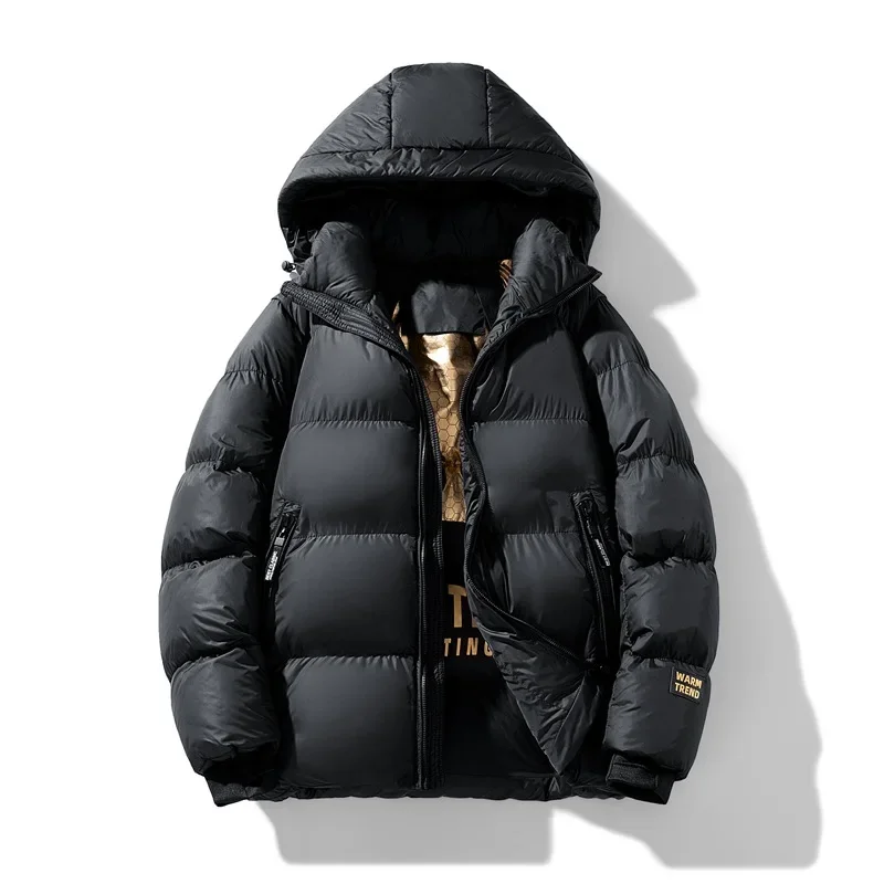 Зимнее мужское хлопковое пальто свободного кроя с капюшоном утолщенная теплая