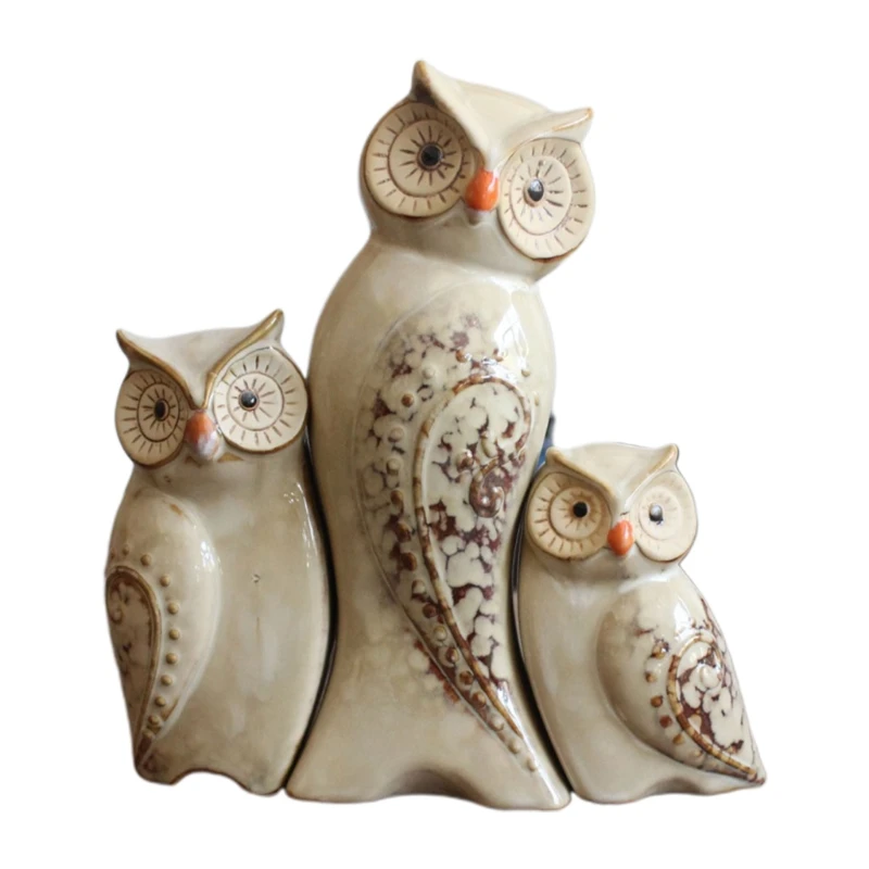 

Мини Фигурка Совы, компактная керамическая садовая статуя, настольное украшение для дома, спальни, общежития, офиса, украшение