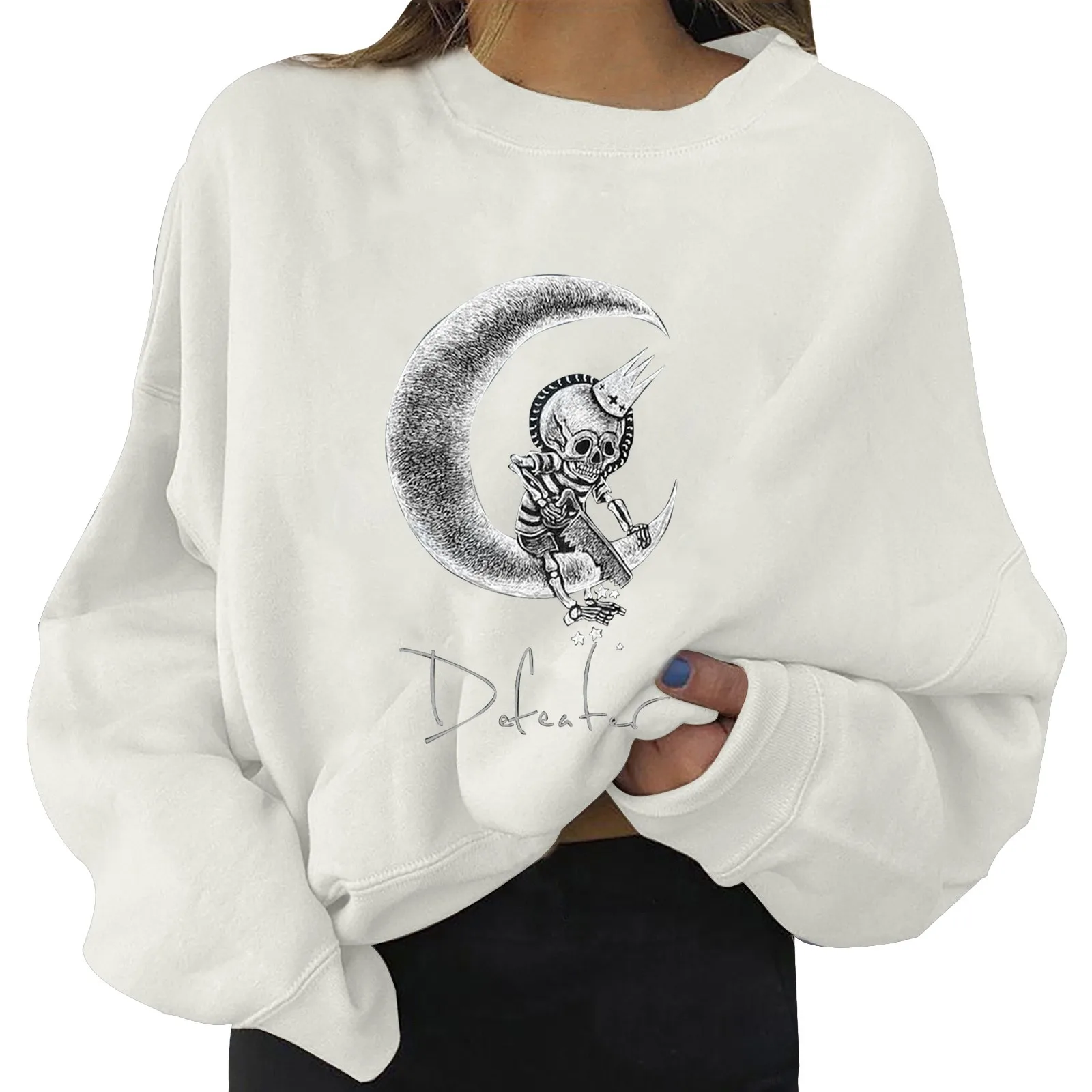 

Women's Everyday Print Sweatshirts Long Sweatshirt Letter Print Crew Neck Print Long Ladies Hooded Sweaters Fall Fashion Women