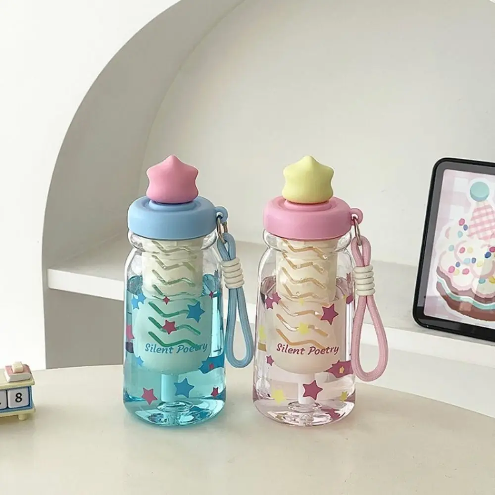Фото Бутылка для воды без BPA, портативная, с соломинкой, большой емкости, с ручкой-ремешком, в форме звезды, герметичная, термостойкая №2