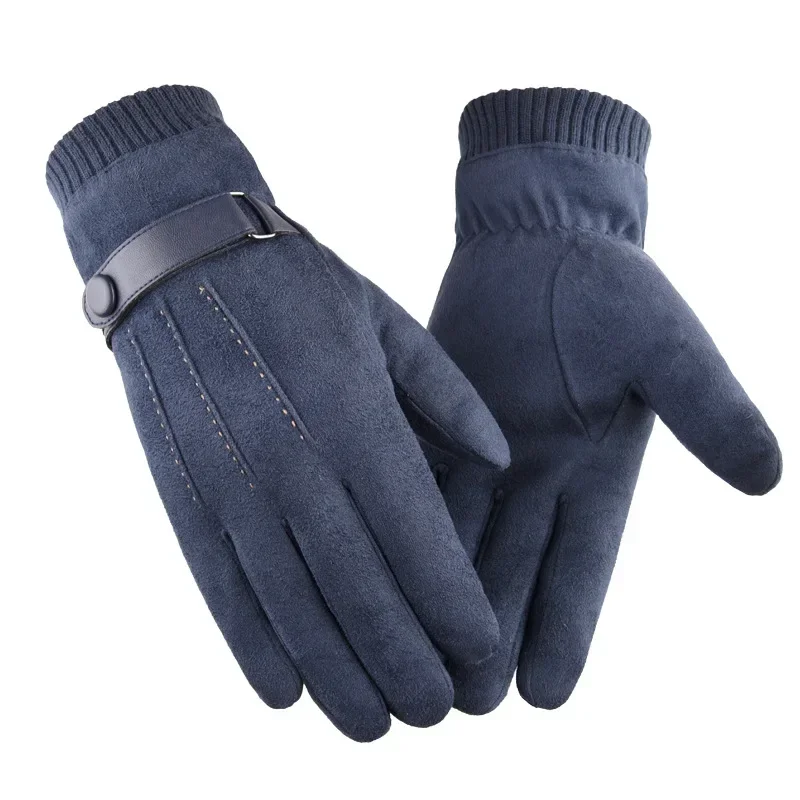 

Winter Gloves for Men Furry Cycling Motorcycle Driving Thick Warm Suede Touch Screen Gloves Outdoor Biker Plush Knuckle Gloves
