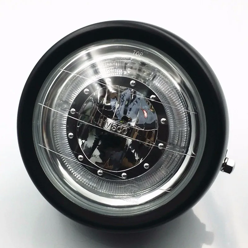 

Black LED Angle Blue Side Mount Headlight Cafe Racer Bobber Cruiser Old School