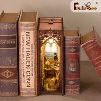 cutebee book nook kit diy miniature house sailing memory decoration wooden book shelf insert model light building for kid gifts