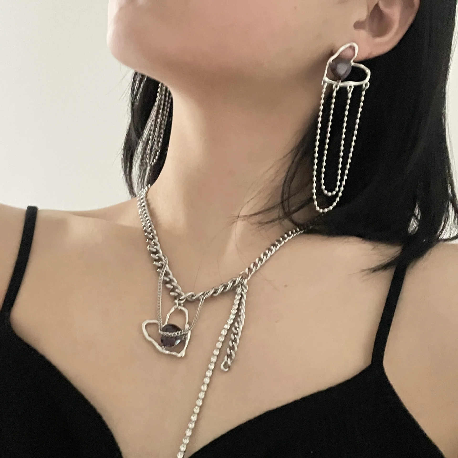 

2022 New Fashion Chic Purple Zircon Silver Color Tassel Chain Necklaces For Women Girls Fine Trendy Party Jewelry Necklaces