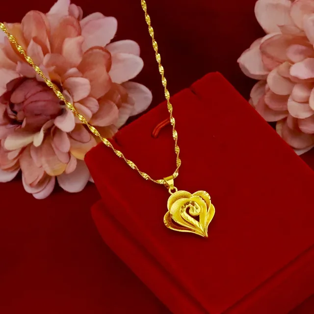 Ожерелье Xiangyun Love из настоящего золота 9999 желтого 24 карата