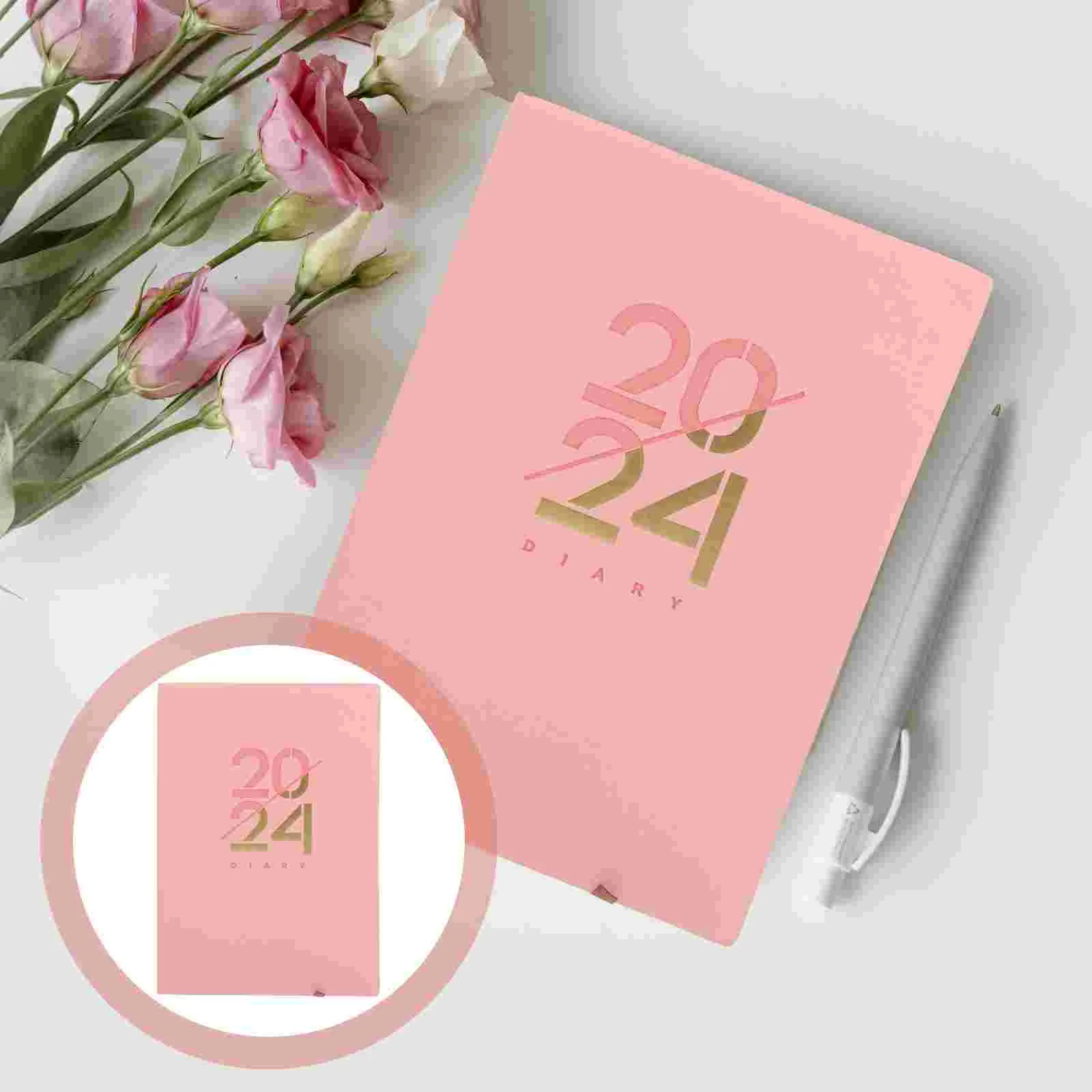 

2024 Agenda Book Office Calendar Note Books Planners Women Accessory Pu Writing Daily Convenient Academic Portable Organizer