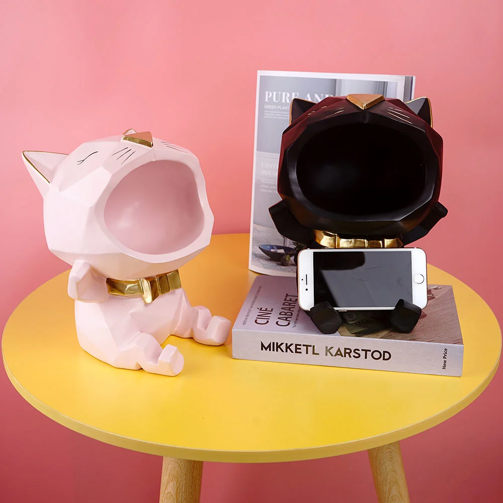 

Полимерная фигурка кошки с большим горлом, 24 см