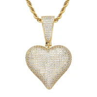 micro paved aaa cz stone lucky poker pendants heart necklaces men hip hop bling ice out rapper jewelry gold party gift