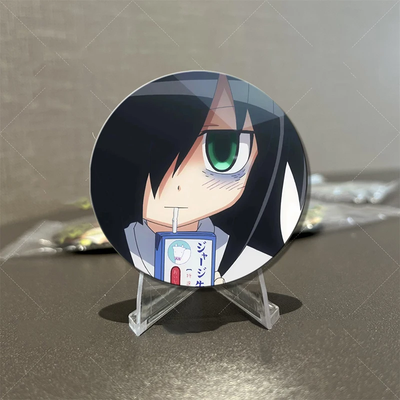 Фото Значок-пин 58 мм с персонажем аниме Watamote Tomoko Kuroki, милый мультяшный значок-брошь для украшения рюкзаков и коллекционирования №3