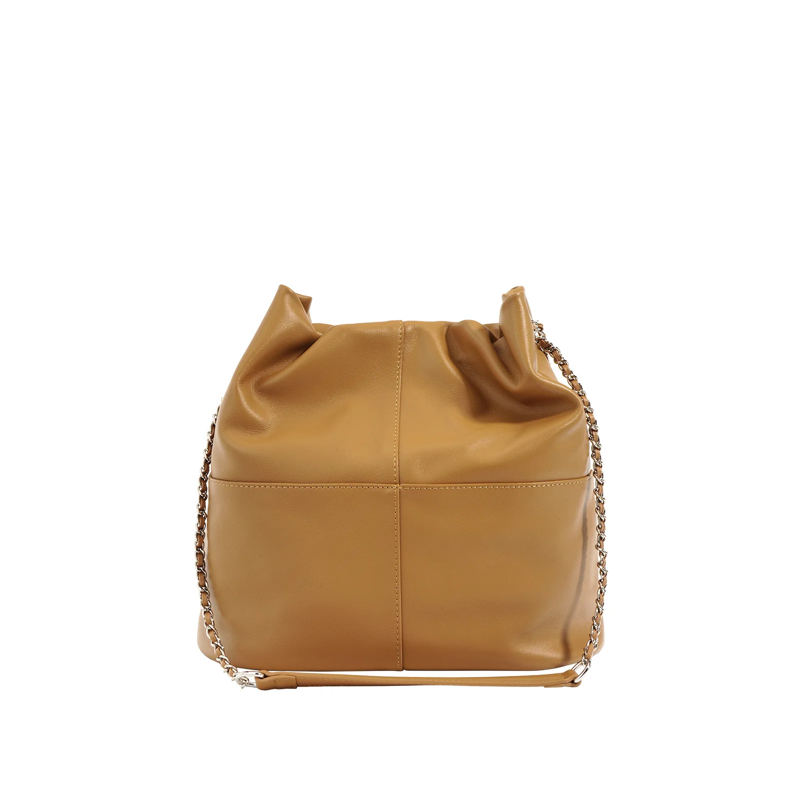 2023 New Fashionable Genuine Leather Bucket Shoulder Bags for Women with Chain Strap Stylish Large Capacity Handbags