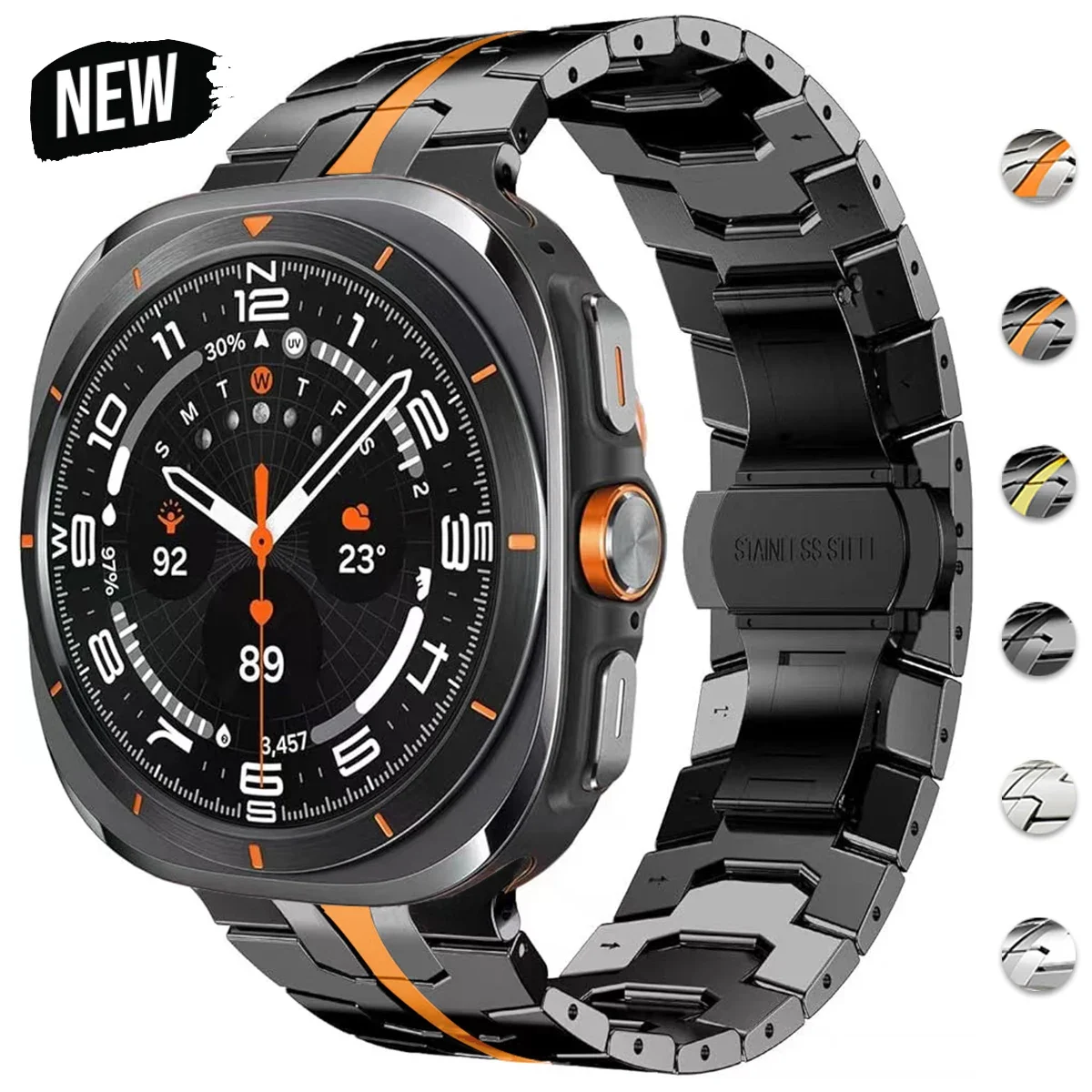 Фото Titanium Alloy Luxury Strap for Samsung Galaxy Watch Ultra 47mm No Gaps Curved End Metal Bracelet for GALAXY 7 WristStrap Correa №1