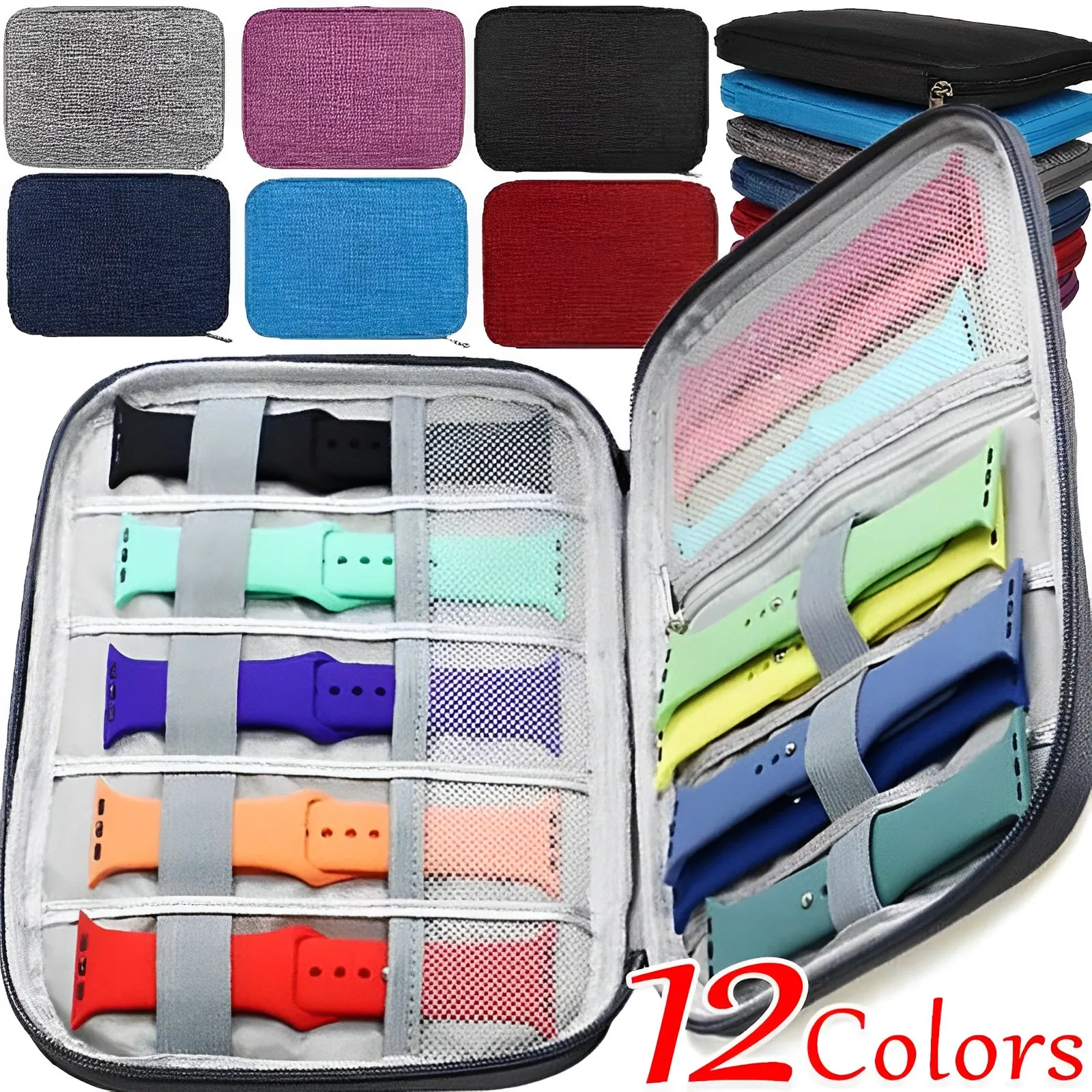 

Portable Watch Organizer Case Multifunction Travel for Apple Watch Strap Band Storage Bag Watchband Holder Case Pouch Straps Bag