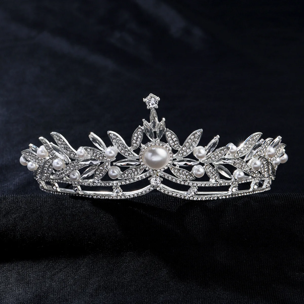 

Baroque Pearl Crystal Crown And Tiara Bridal Hair Jewelry Headpiece Party Tiaras Crowns For Women Wedding Hair Accessories