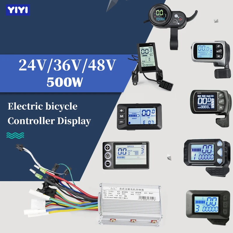 500W Ebike Controller with Display Electric Bike Brushless Controller Conversion Kits for Scooter with Motor