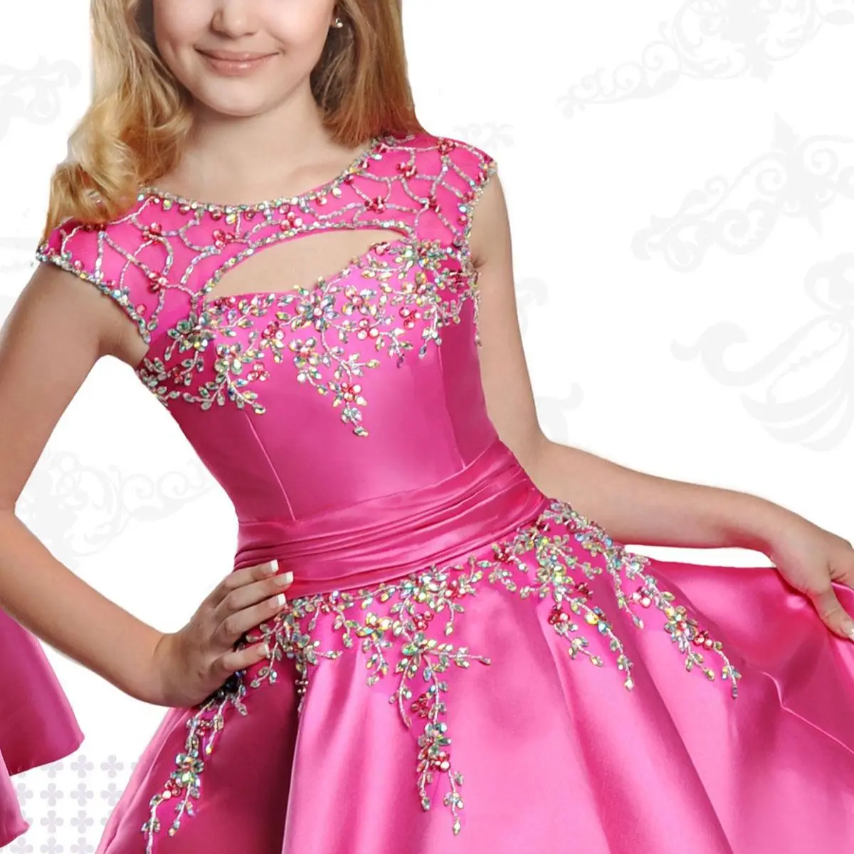 

Pageant Dresses for Teens 2019 ritzee with Sabrina Neck and Floor Length Fuchsia Taffeta Ball-Gown Pageant Dresses for Girls siz