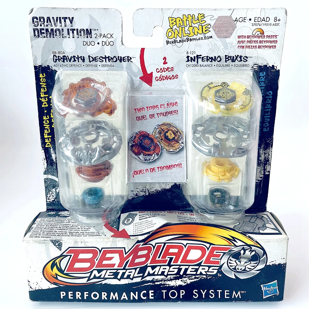 

2011 Beyblade Metal Masters BB-80 Gravity Destroyer AD145WD Defense&B-121 INFERNO BYXUS CH120RS BALANCE SPINNING TOP