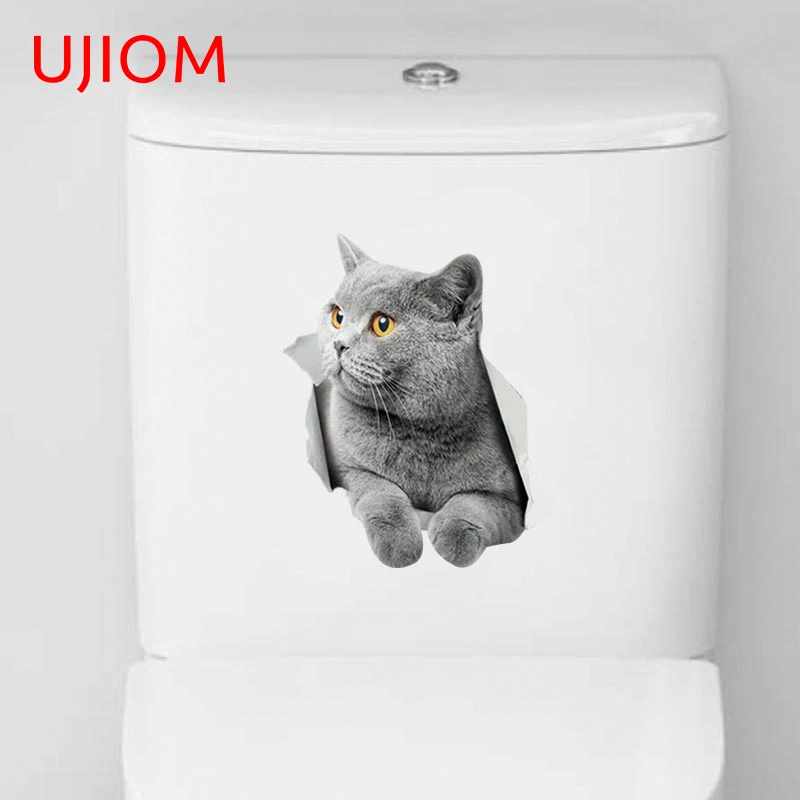 

UJIOM 13cm X 10.5cm Cat Crack Animals Wall Sticker Scratch-Proof Decals Bedroom Bathroom Accessories Creativite Graphics Simple
