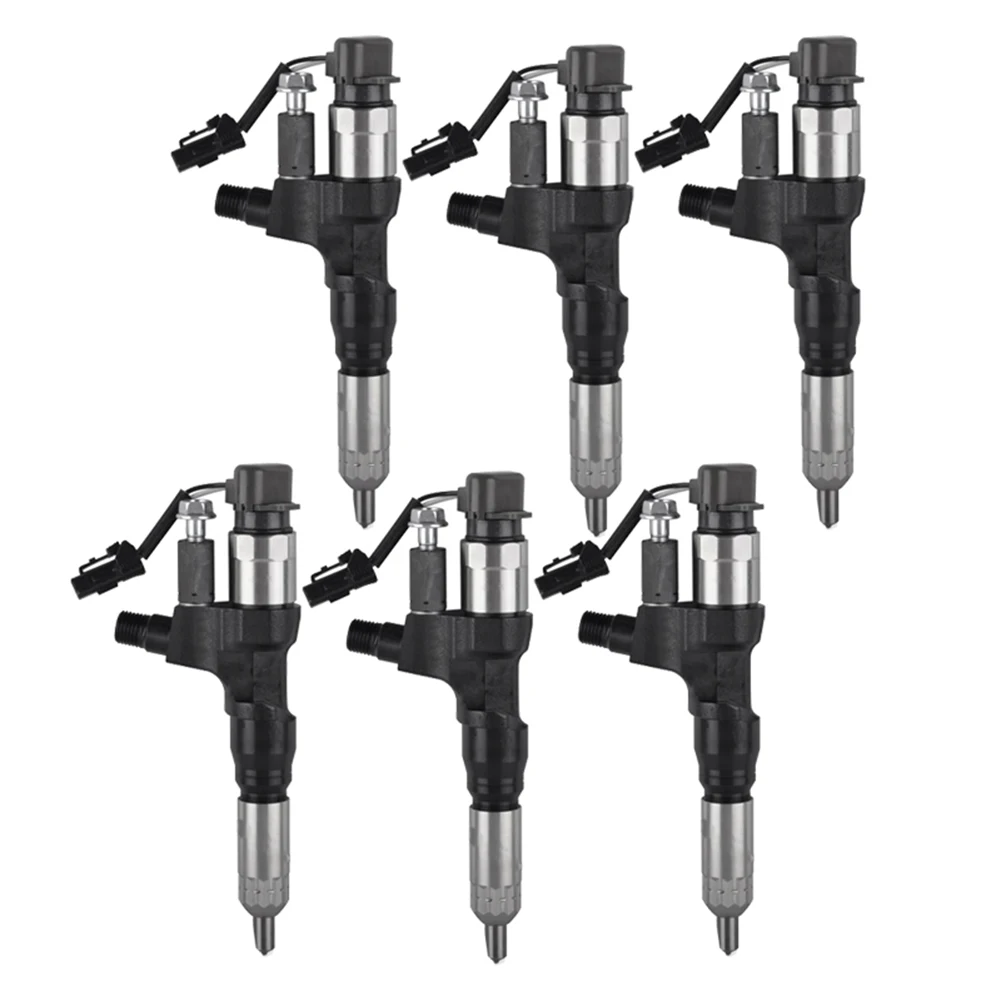 

6PCS New Diesel Injector 23670-E0010 / 095000-6593 for Hino 3.8L 4.7L 5.0L 6.5L 7.7L Kobelco SK330-8 SK350 Excavator