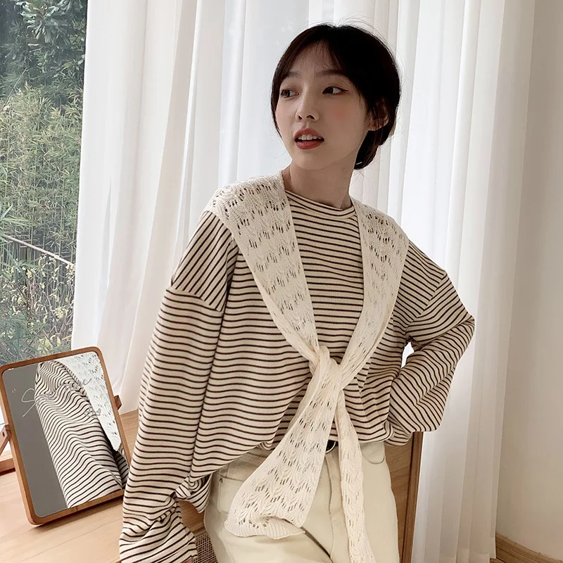 

Solid Color Hollow Out Fake Collars for Women's Korean Outside Spring Knitted Hollow False Collar Ladies Shoulder Wrap