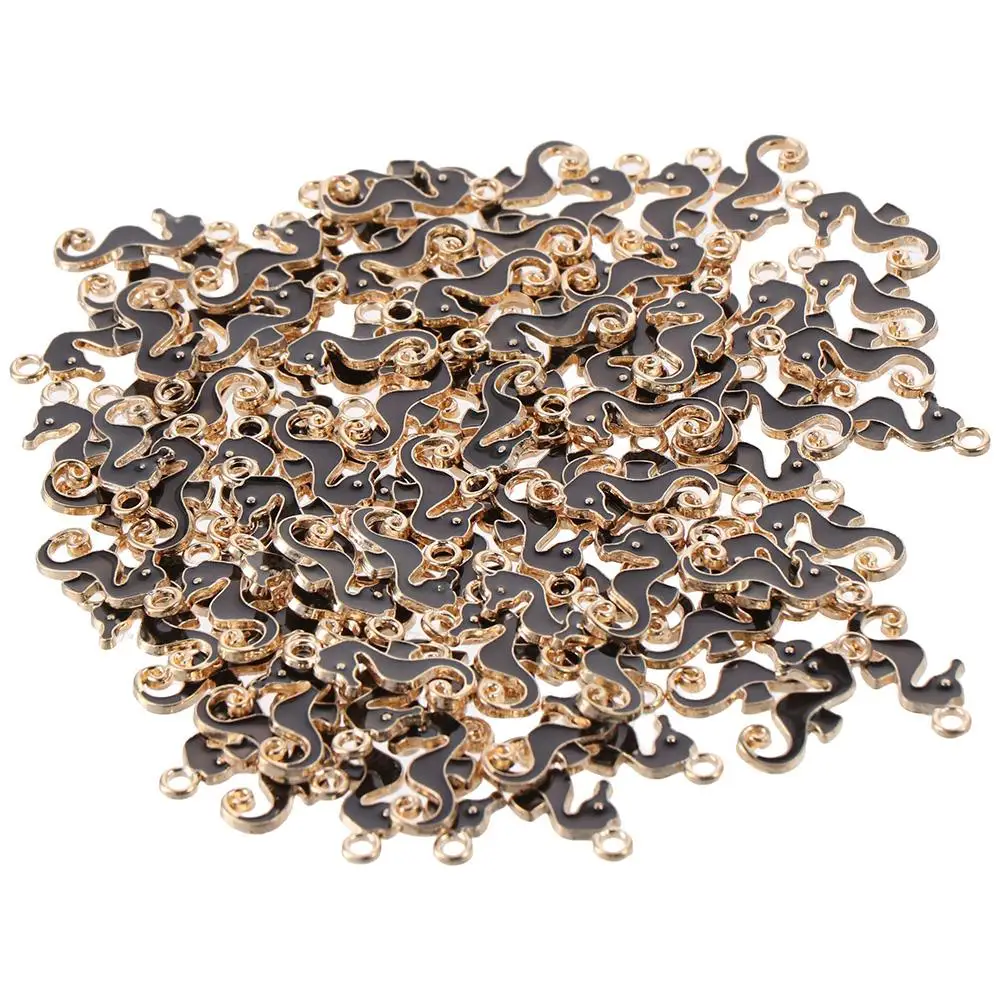 

100pcs Alloy Black Seahorse Charms Bracelet 22*10mm Black Jewelry Making Cute Seahorse Charms Women