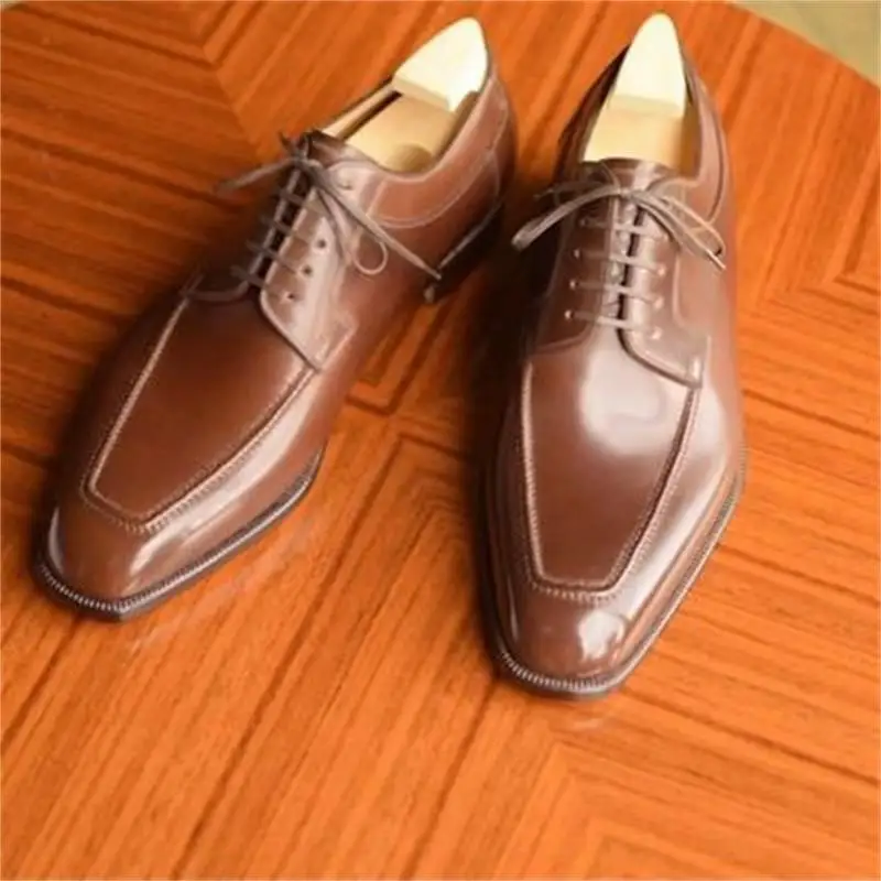 

Туфли-оксфорды мужские однотонные, Классическая деловая повседневная обувь, стиль ретро, модные строченные, с кружевом, CP116
