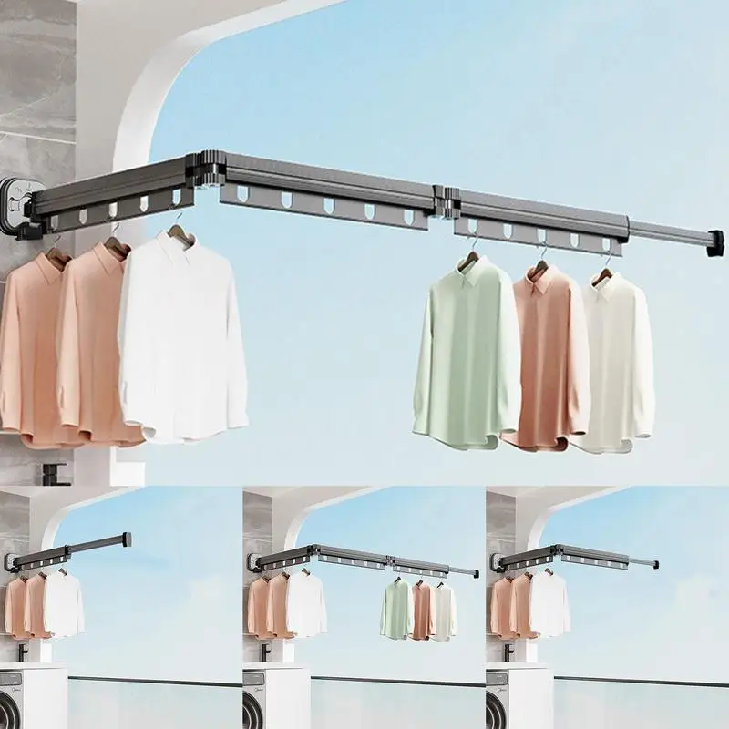 

Folding Clothes Drying Rack Strong Suction Laundry Organizer Hanger Rack Space Saver Clothing Hanger Aluminum Clothes Rack For