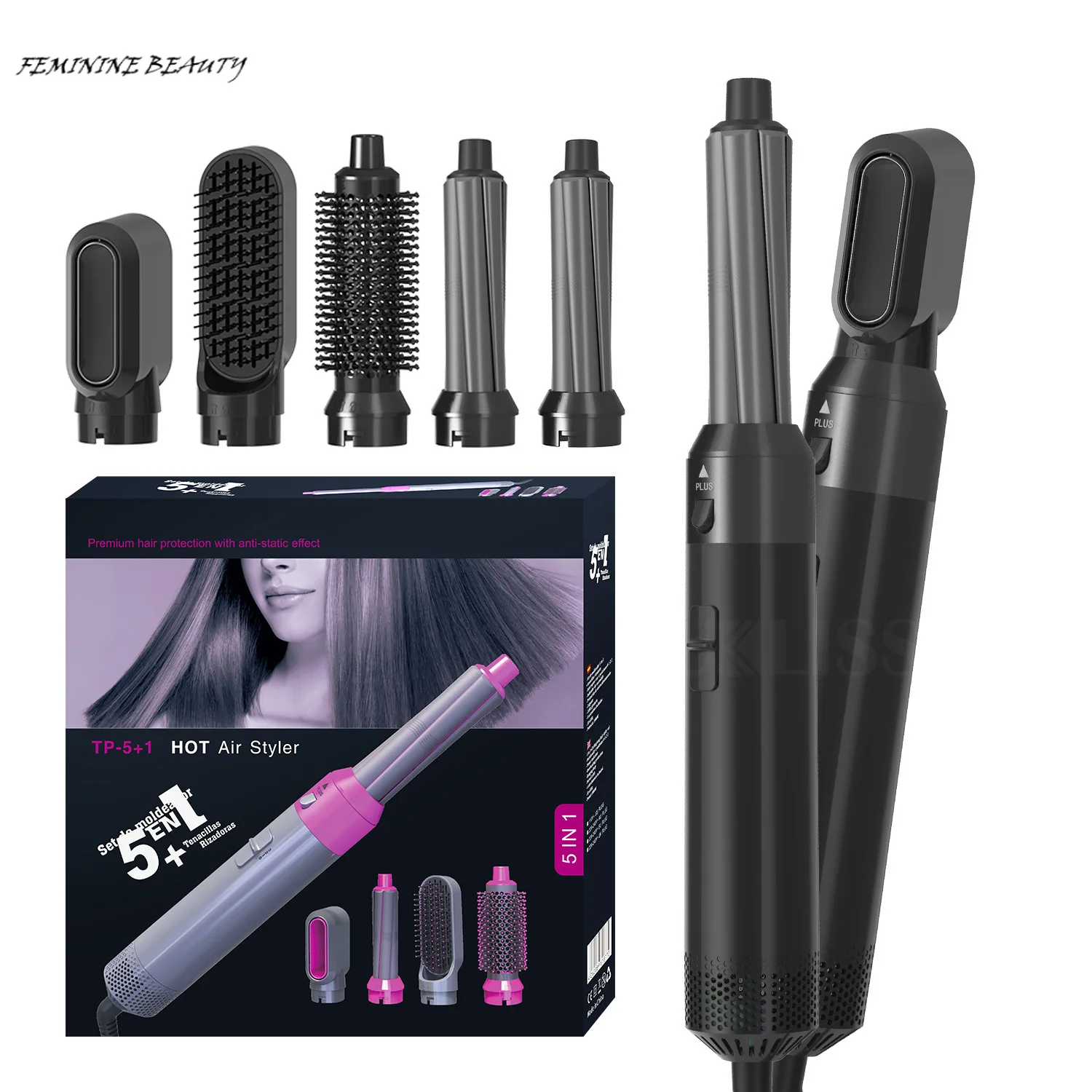 

5 In 1 One Step Hair Dryer & Volumizer Rotating Hairdryer Hair Straightener Comb Curling Brush Hair Dryers For Hair Styling Tool