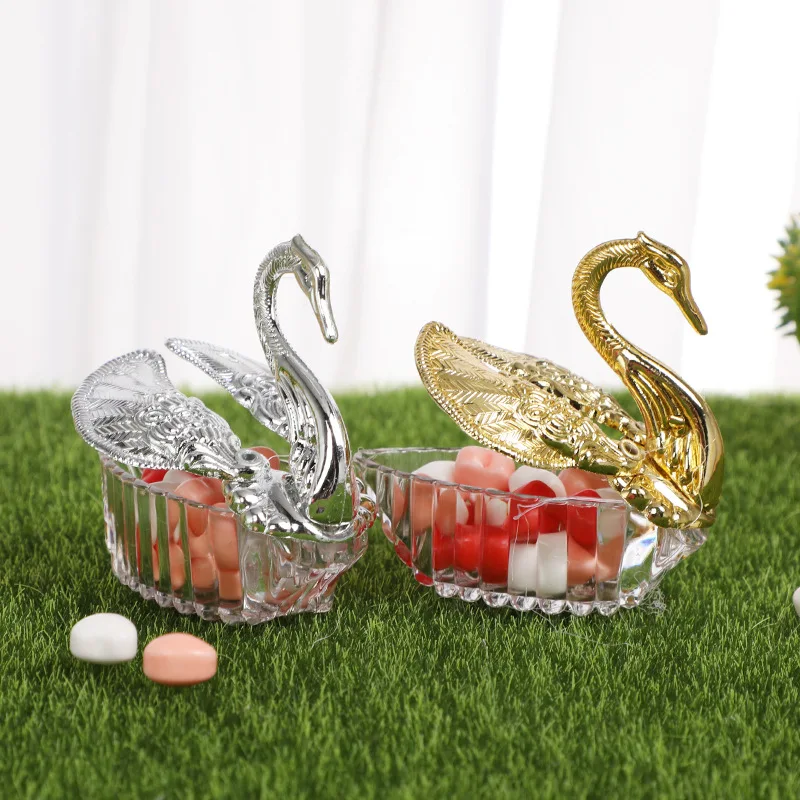 

12Pcs Swan Gift Box Candy Box European Romantic Wedding Gift Box Birthday Party Gift Packaging Box Gold Silver Storage Box