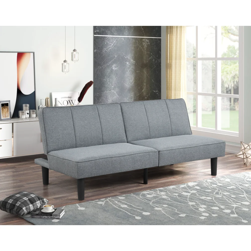 

Studio Futon, Gray Linen Upholstery