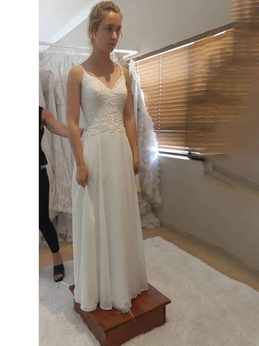 

Custom Made V Neck Chiffon A Line Wedding Bridal Gowns