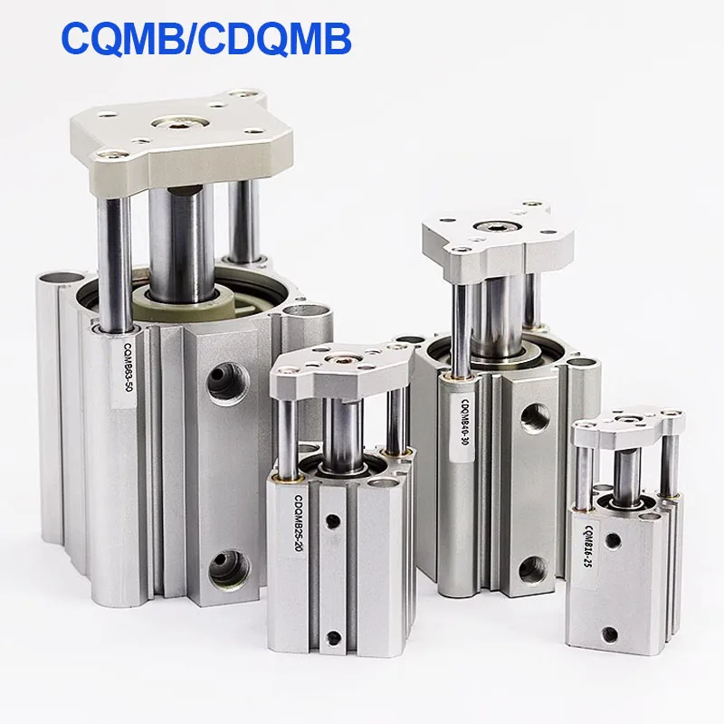 Цилиндр CQMB CDQMB с отверстием 12 16 20 25 32 40 50 63 80 100 ход 5-100 мм компактный направляющий