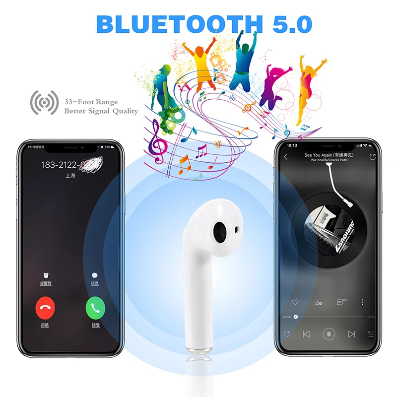 Bluetooth Earphones I7s TWS Sports Fitness Wireless Headsets Stereo Earphone With Charging Box for All Phone | Электроника