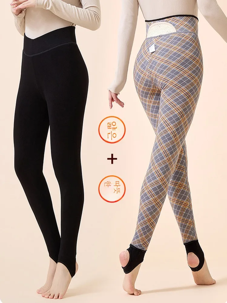 Удлиненные брюки на хлопковой подкладке. Женские высокие зимние леггинсы