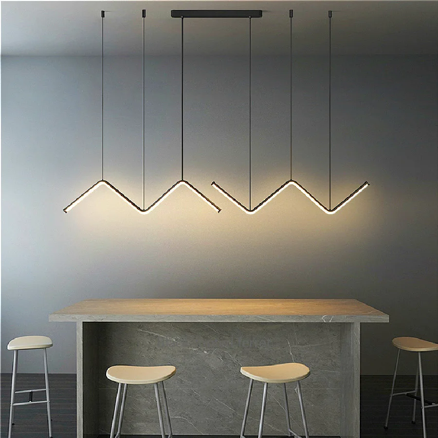 

Modern LED dining room chandelier lighting Nordic restaurant long hanging lights office fixtures Bar illumination study lamps