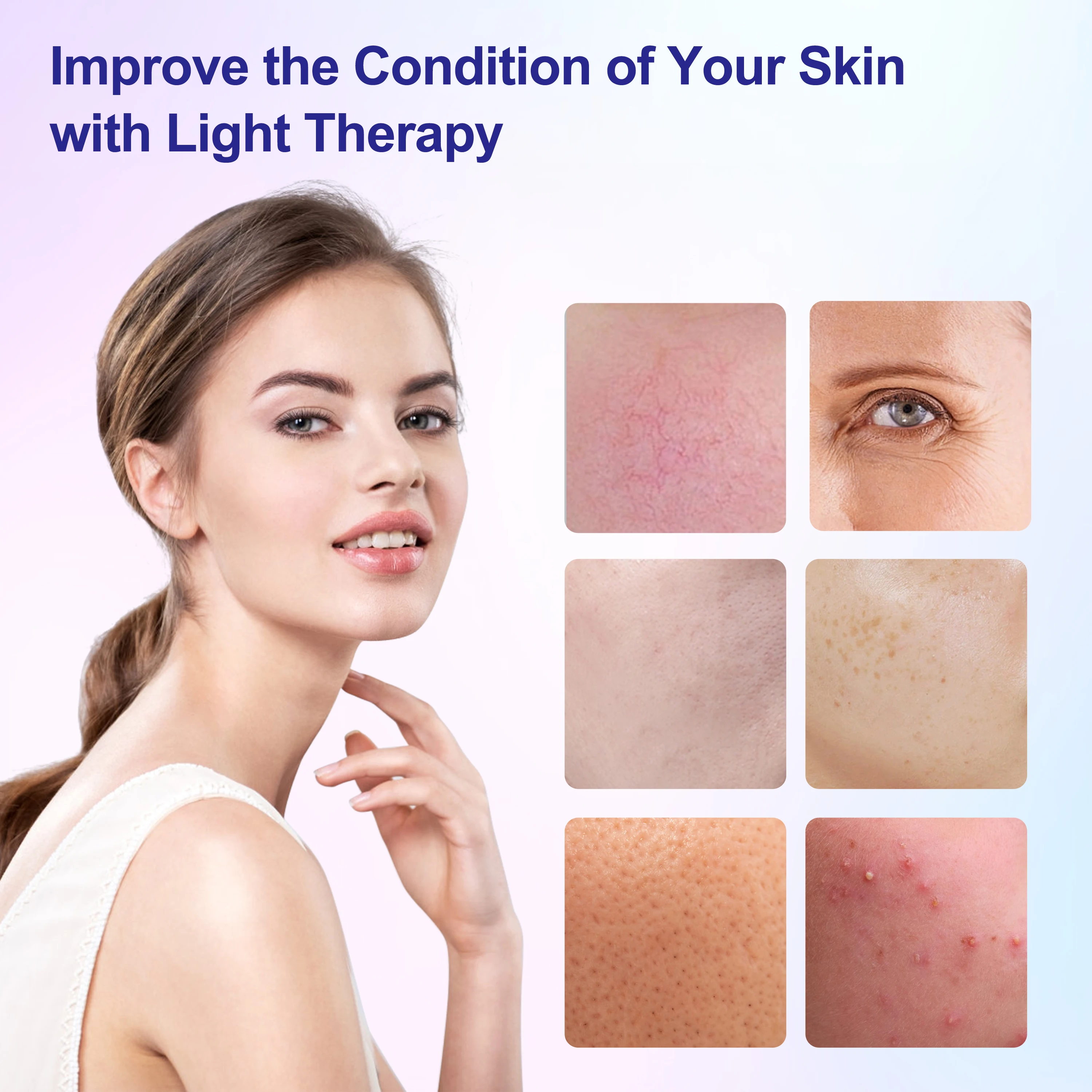 Портативная силиконовая фотомаска для лица 7 цветов красная фототерапия