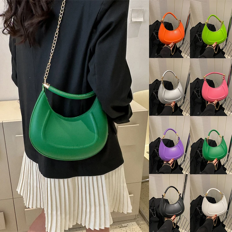 Korean Luxurious Bags Women's Fashion Handbags Retro Solid Color PU Leather Shoulder Underarm Bag Casual Women Hobos Handbags
