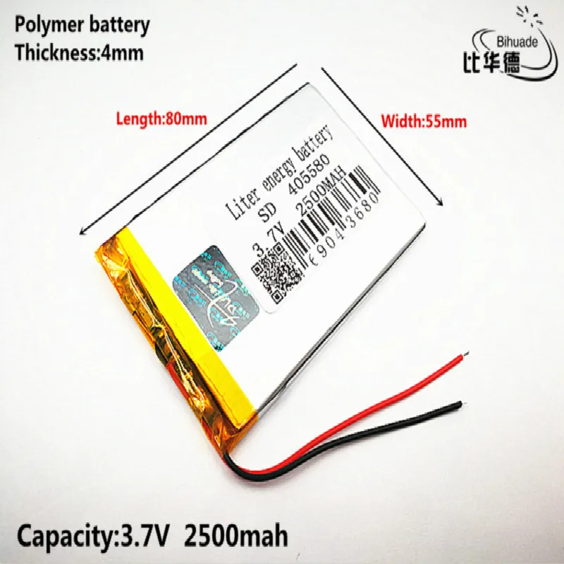 

Литровая энергетическая батарея хорошего качества 3,7 в, 2500 мАч 405580, полимерная литий-ионная/литий-ионная батарея для планшетного ПК, GPS,mp3,mp4