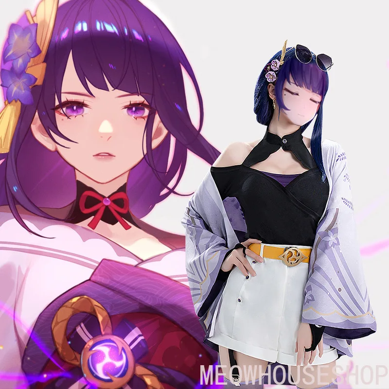 

Женский костюм для косплея Genshin Impact на Хэллоуин, косплей-костюмы, парик Бааль на Хэллоуин, очки, носки, аниме аксессуары