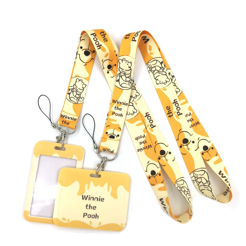 Pooh Bear Winnie Fashion Lanyard ID Badge Holder Bus Pass Case Cover Slip Bank Credit Card Holder Strap Card Holder