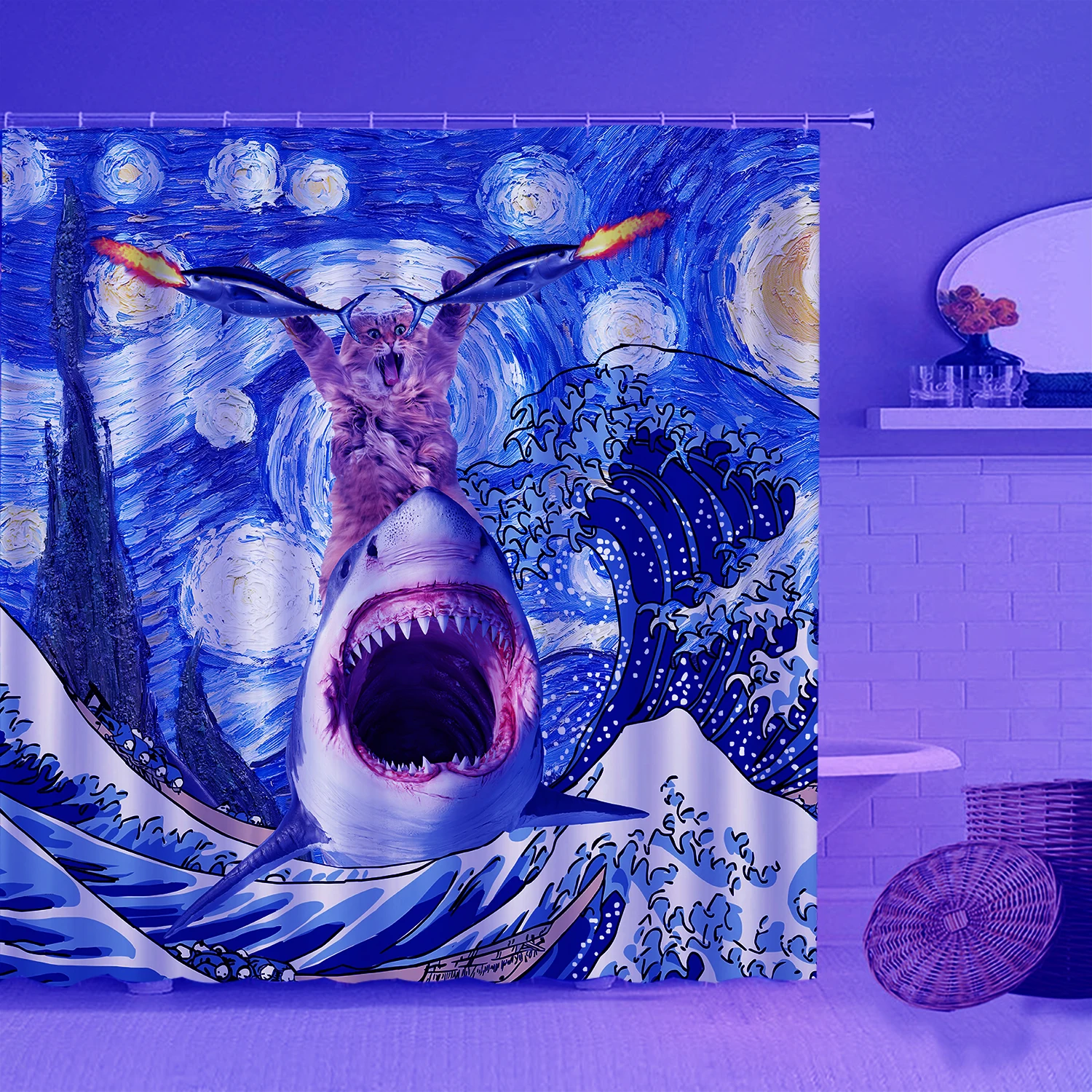 

штора для ванной ткань штора для ванной Флуоресцентная забавная занавеска для душа в форме кошки, крутой УФ динозавр, аксессуары для комнаты, волнистые декоративные тканевые занавески для ванной комнаты