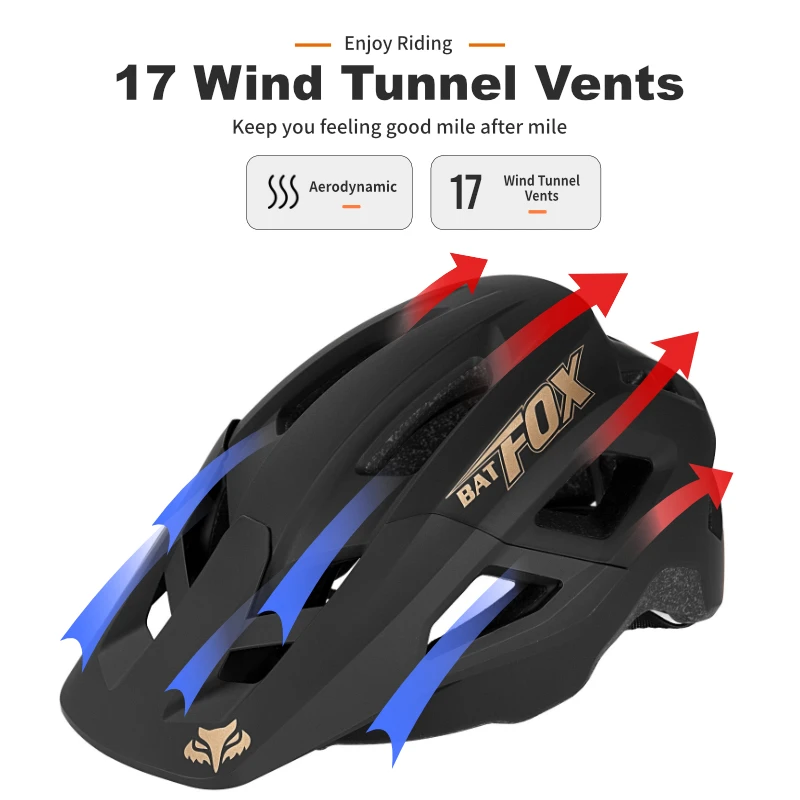 BATFOX новый шлем для горного велосипеда размера M с 17-вентиляцией и дышащим