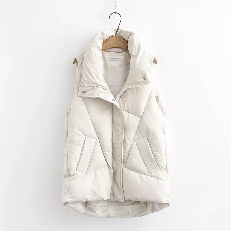 

Plus size Winter Down Puffer Vest Women Casual All-match Sleeveless jacket Winter Long Bodywarm waistcoat Winter Sleeveless