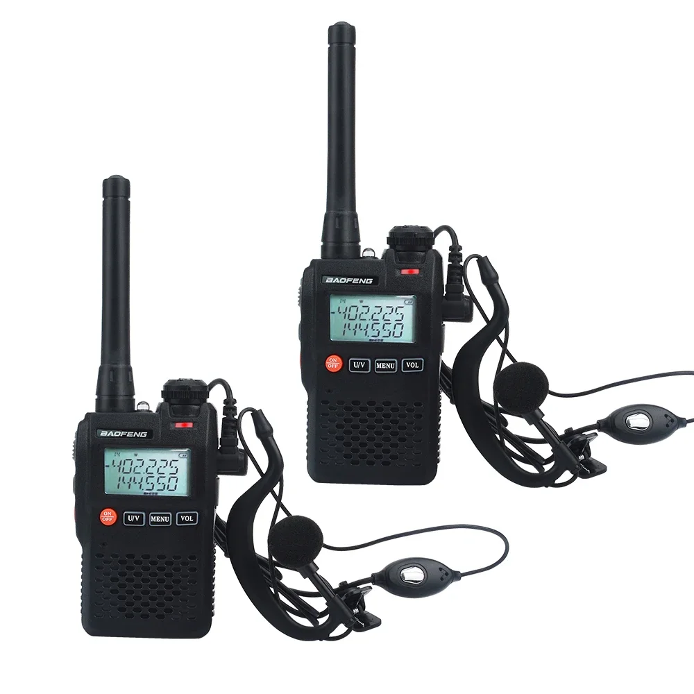 

2pcs/Lot baofeng walkie talkie UV-3R dual band mini pocket Vox FM radio with handsfree