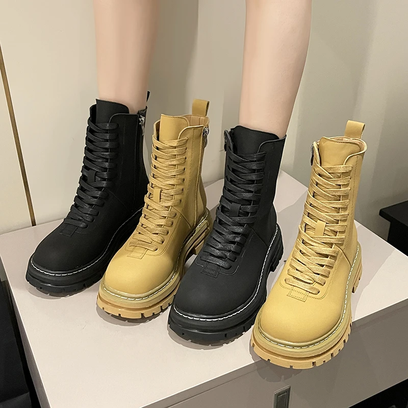 2022 Botas De Mujer British Style Korean Style Thick Sole Thin Shoes Motorcycle Ankle Boots Fashion Cool Women's New Boots 35-39