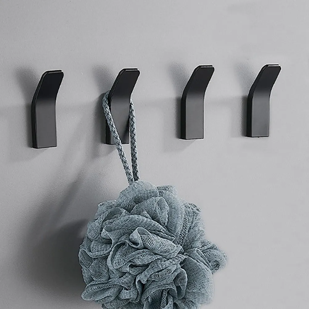 

Self Adhesive Wall Hook Black Space Aluminum Clothes Hook Wall Hanging Wall Toilet Hook Bathroom Door Kitchen Towel Hanger Hooks