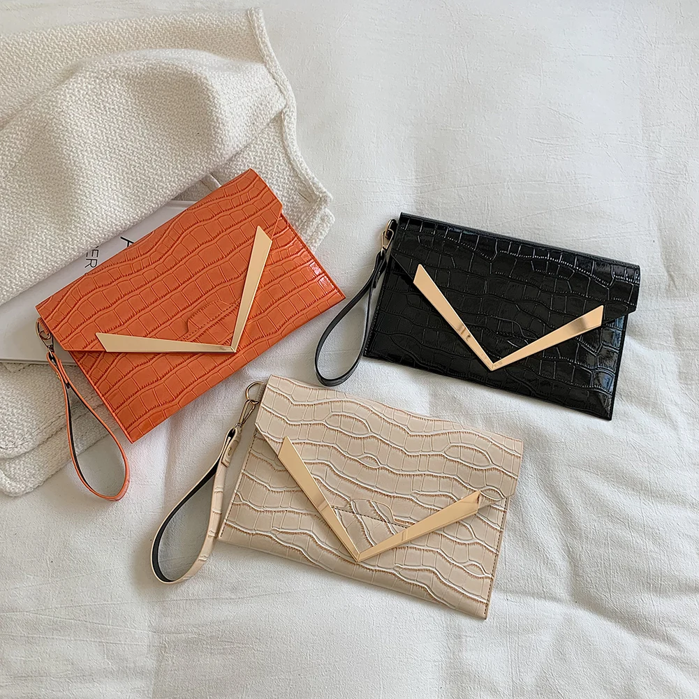 

Elegant Women Alligator Pattern Evening Clutch Envelope Flap Handbags Dinner Party Wedding Underarm Bag for Women