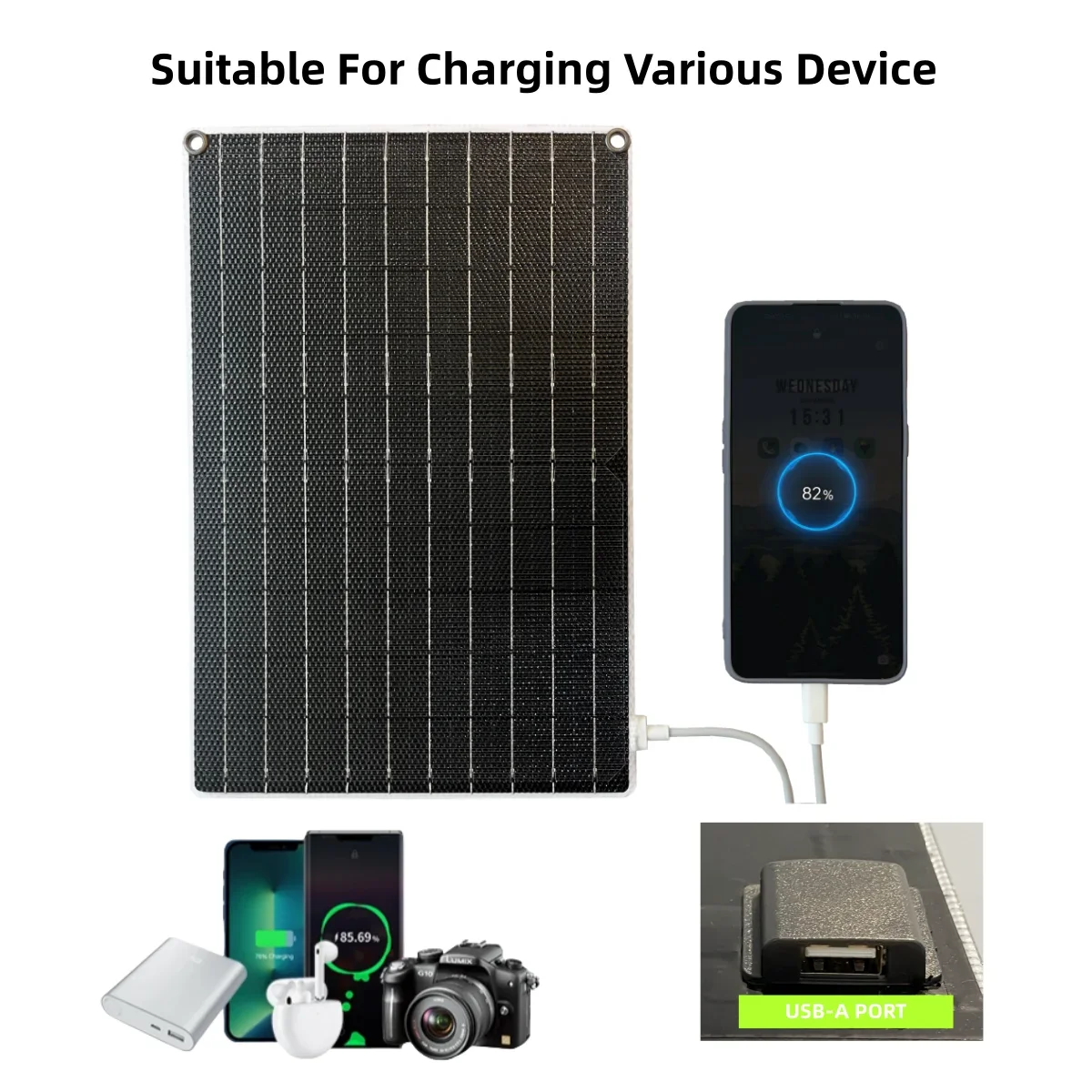 Портативная солнечная панель BAISCXST 5 В 12 USB водонепроницаемый внешний аккумулятор