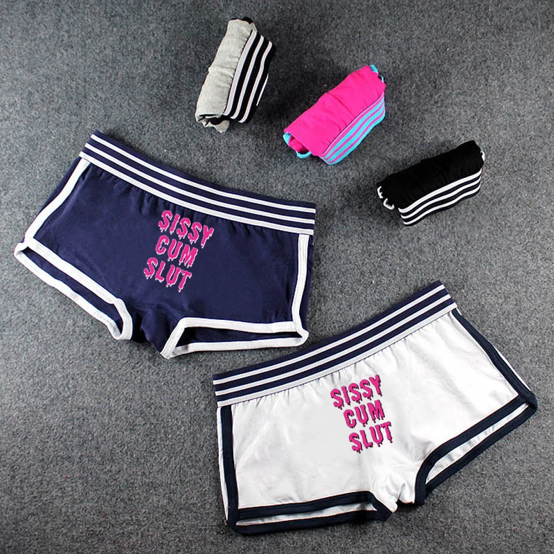 

SISSYCUMSLUT Pink Letters Print Underwear for Women Sexy Home Panties for Girls Fashion Cotton Underwear Comfortable Cute Shorts