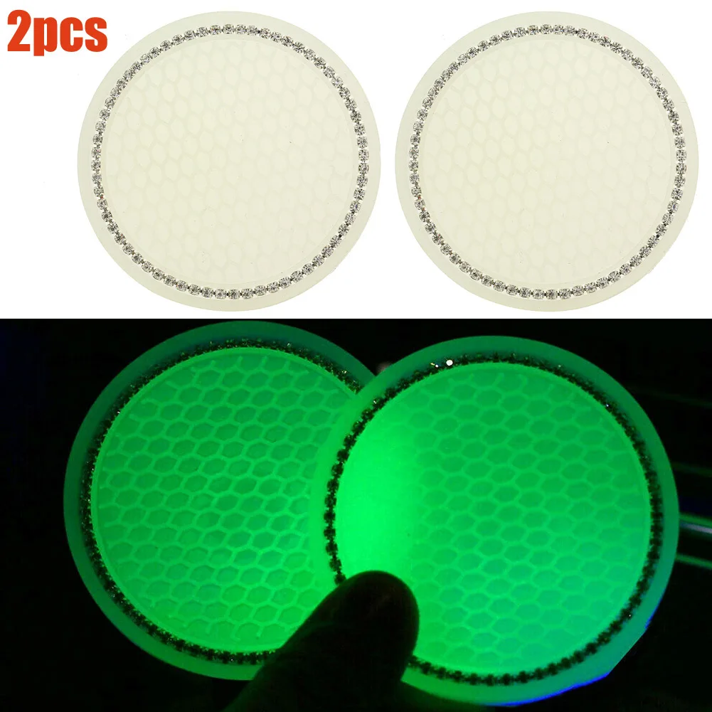 

2pcs Car Cup Holder Bling Luminescent Insert Coaster Auto Interior Accessories White /Pink Luminescent Auto Cup Insert Coasters