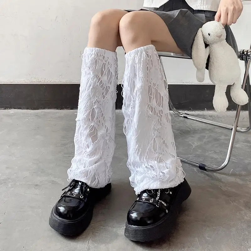 Lolita Hollowed Out Design Leg Warmer Foot Socks Punk Hole Leg Warmer Long Socks for Women Girls Japanese Jk Boots Socks